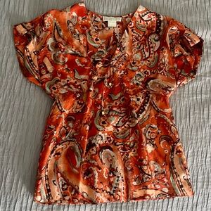 MICHAEL Michael Kors Vibrant Orange Paisley XS XP Top EUC